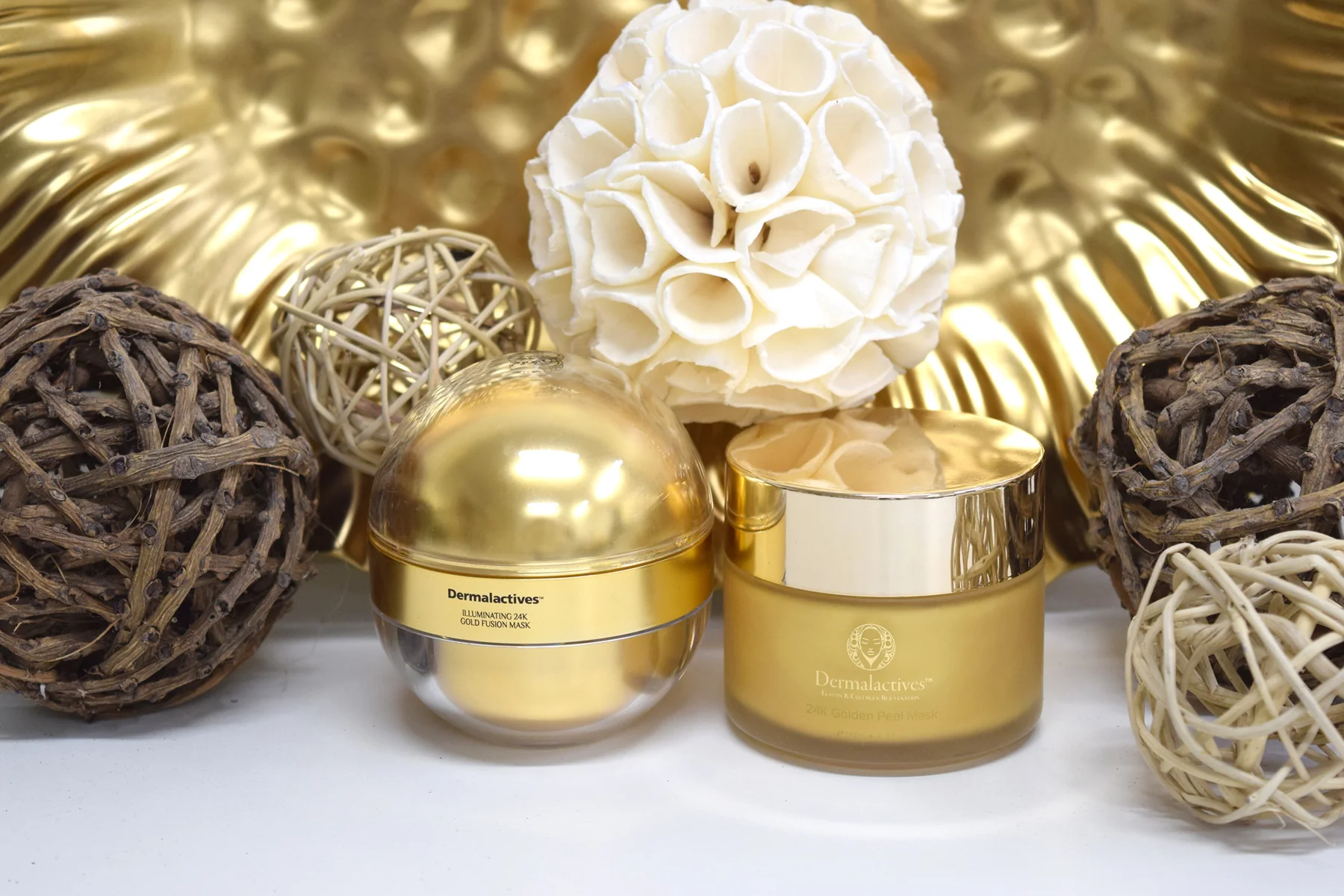 Dermalactives gold collection products from Mazel’s photography archive.